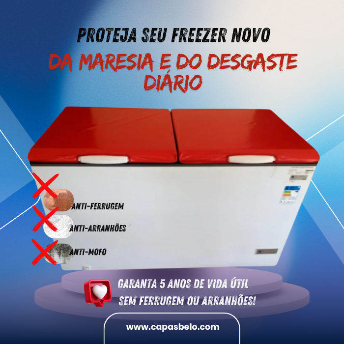 Capa Anti-Ferrugem para Freezer Horizontal 2 Tampas | Tecido Naval Resistente à Maresia - Varias Marcas
